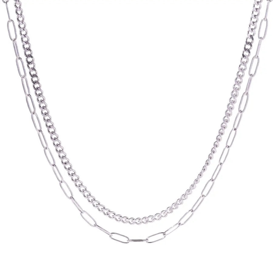 Double Layered Silver Necklace
