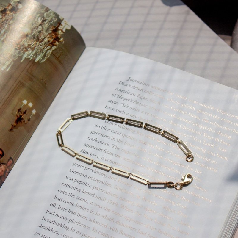 Yellow Gold Rectangle Links Bracelet-3