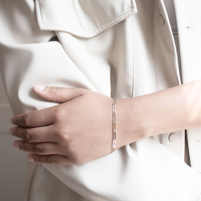 Yellow Gold Rectangle Links Bracelet-4