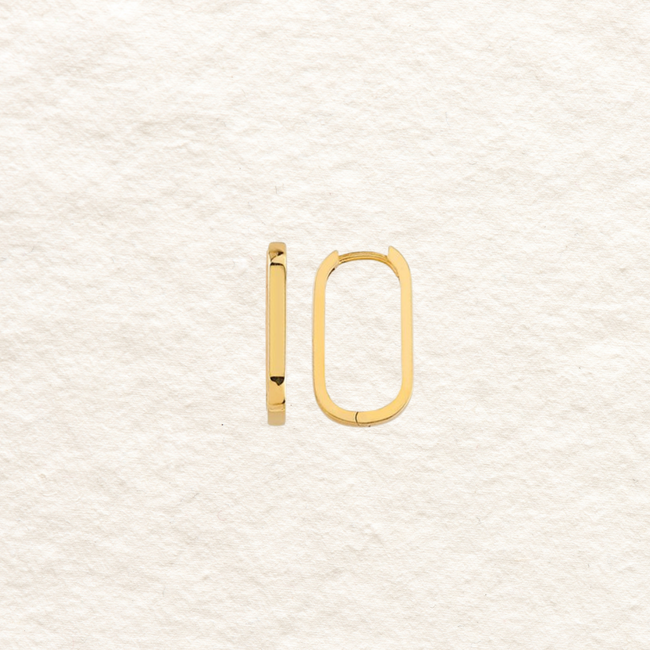 Gold Flat Oval Huggie