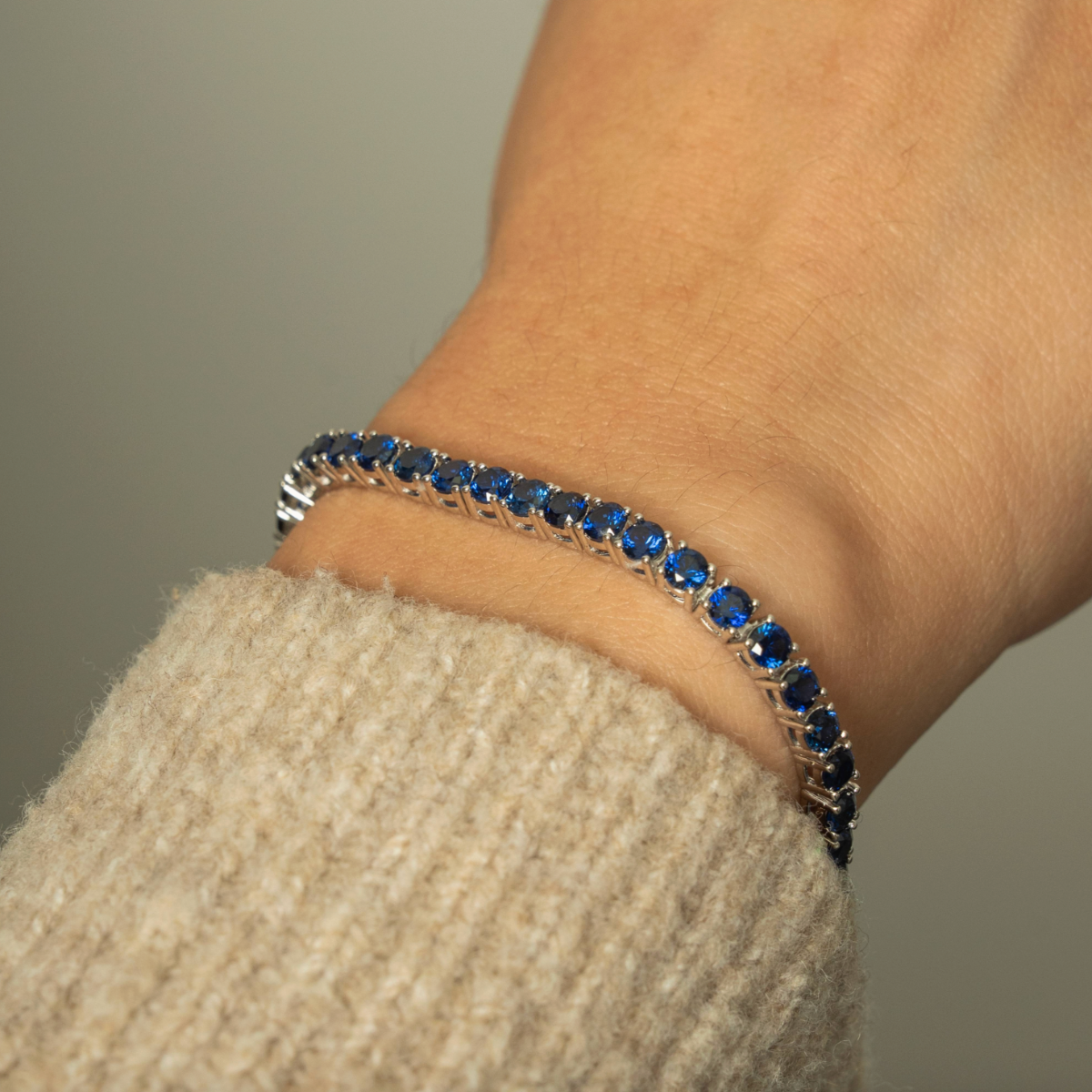 Lab-Grown Sapphire Tennis Bracelet
