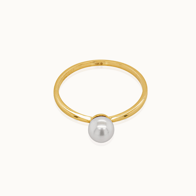 Yellow Gold Freshwater Pearl Solitaire Ring