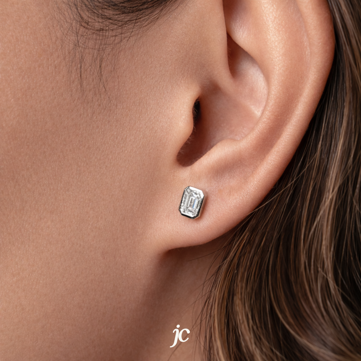Emerald Bezel Studs