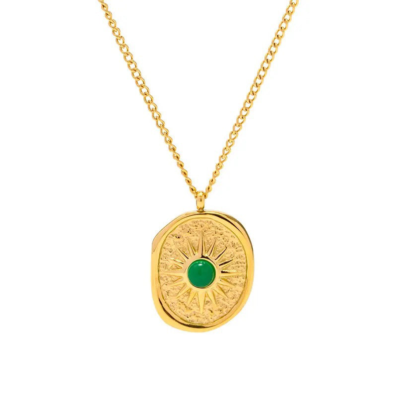 Green Sunburst Necklace