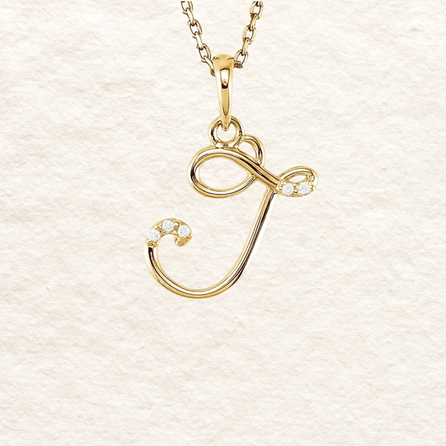 Diamond Cursive Initial Necklace