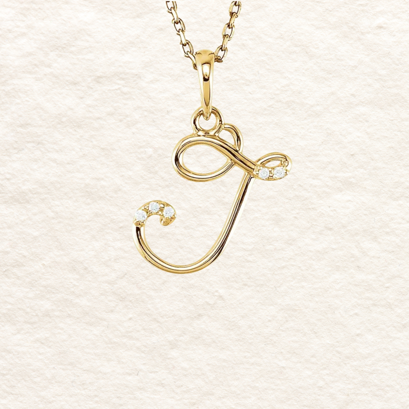 Diamond Cursive Initial Necklace