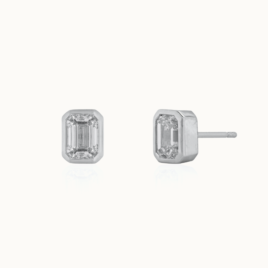 Emerald Bezel Studs