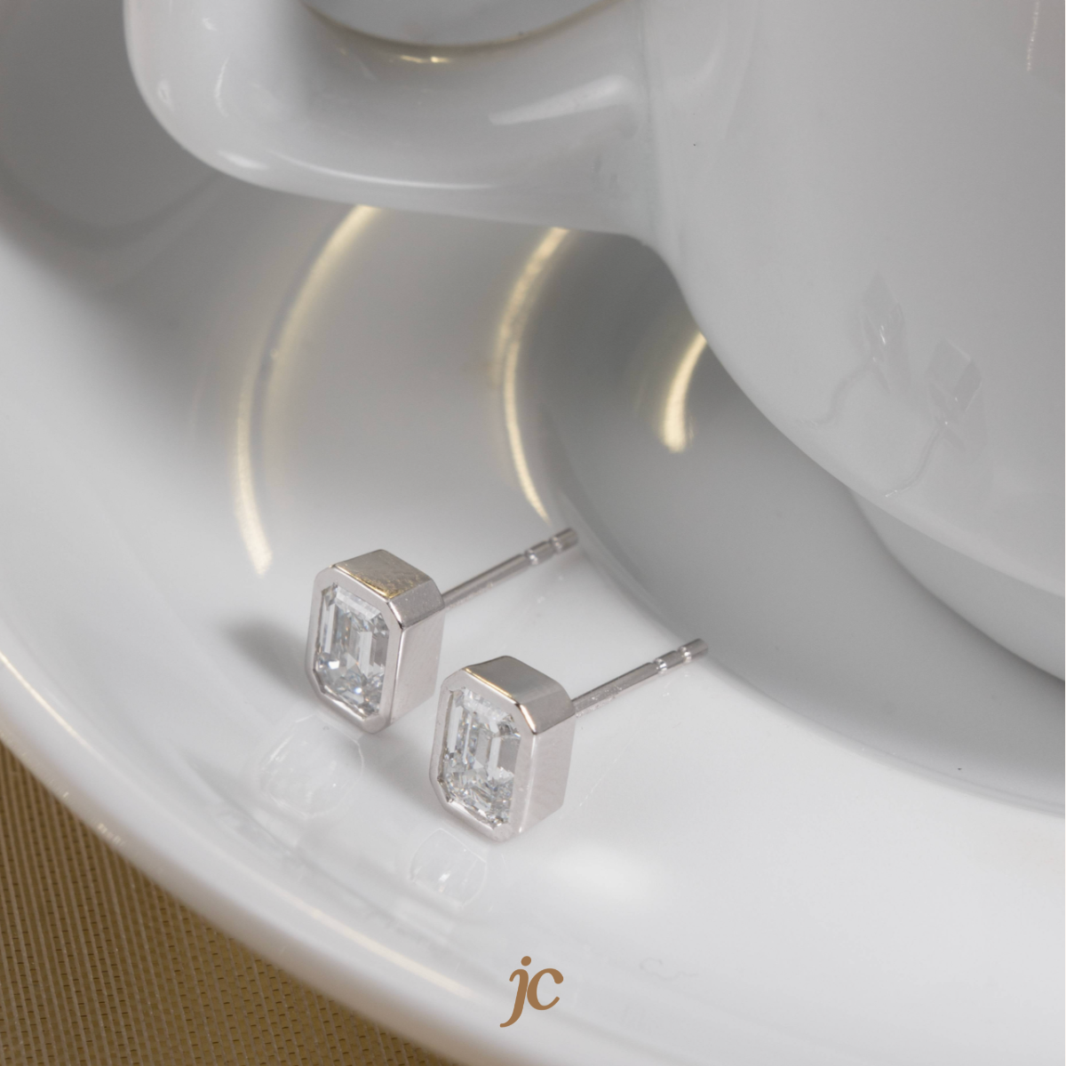 Emerald Bezel Studs