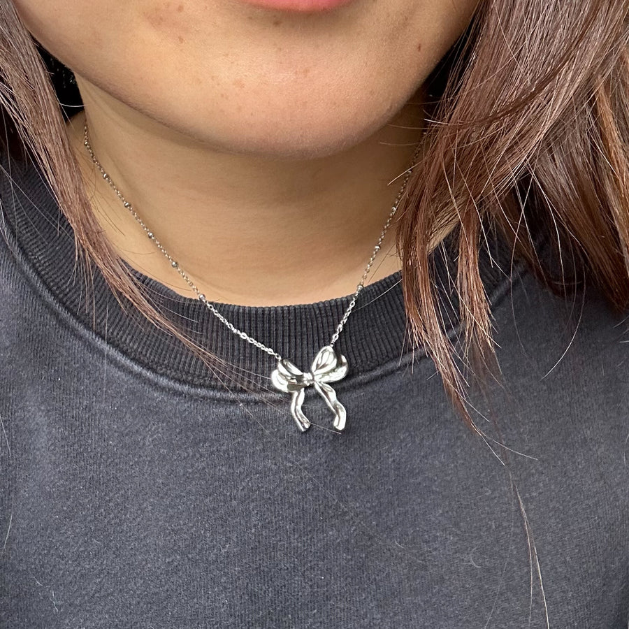 Silver Bow Necklace