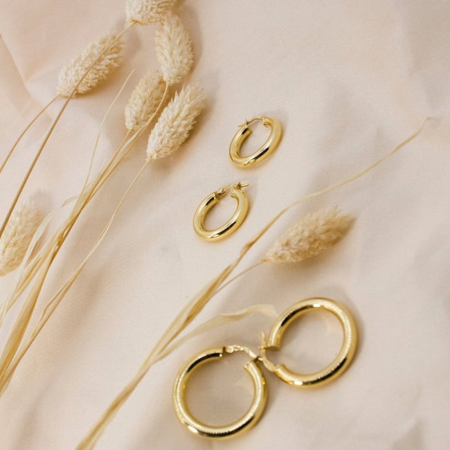 Yellow Gold Tube Hoops 23mm