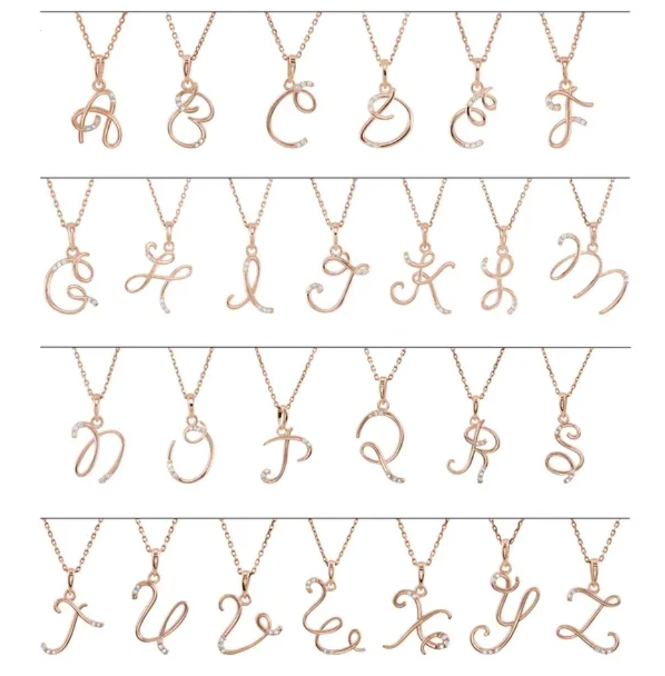 Diamond Cursive Initial Necklace
