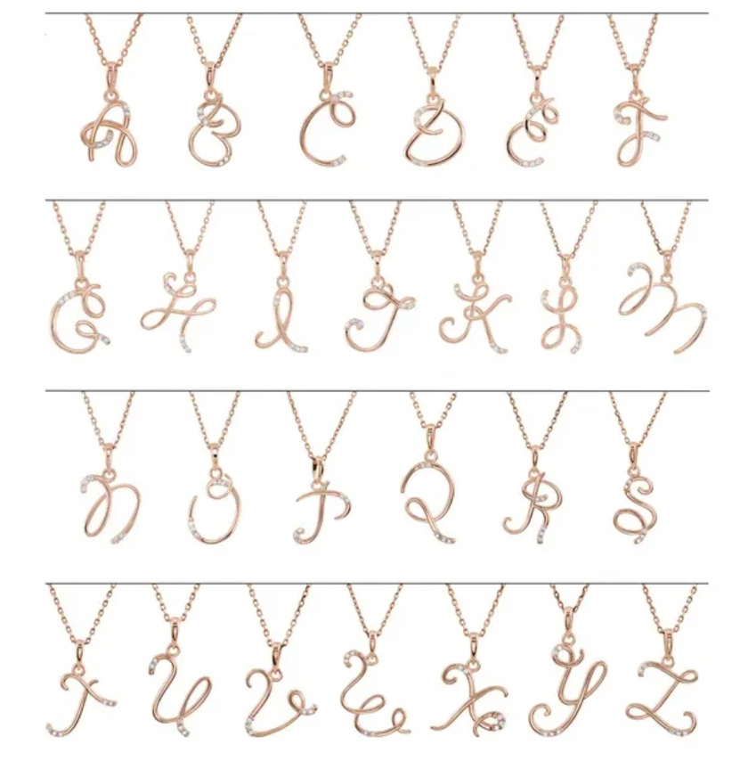 Diamond Cursive Initial Necklace