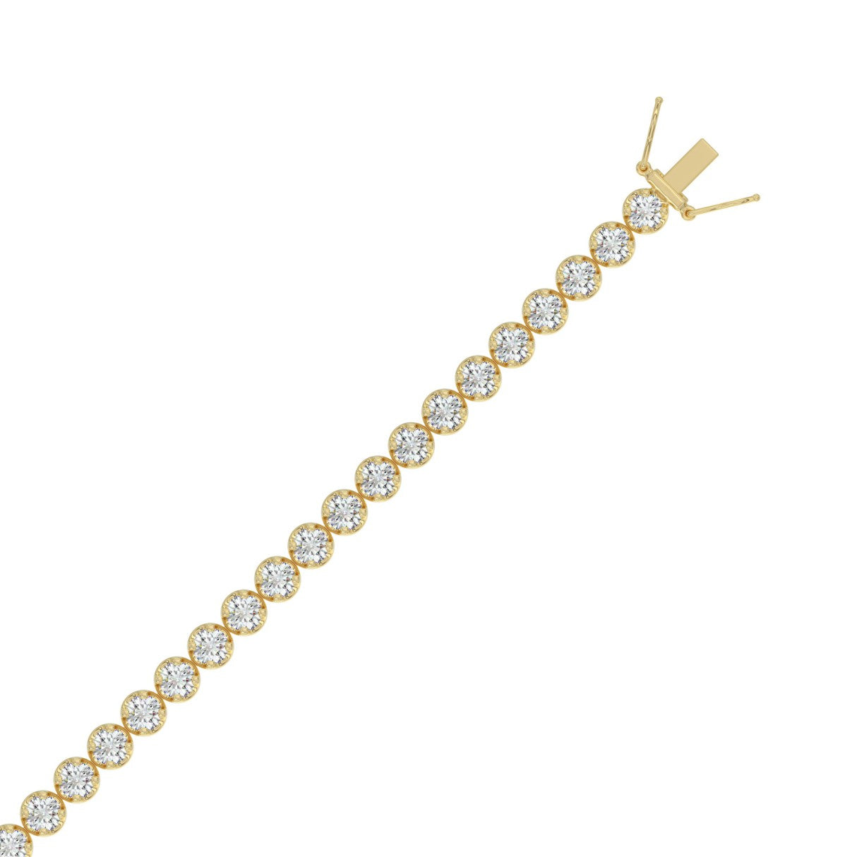 Lightweight Fusion Lab Grown Diamond Tennis Bracelet approx. 3 ct Yellow Gold flat view