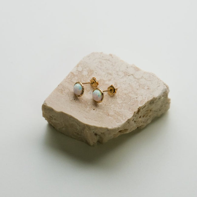 Opal Bezel Set Stud Earrings