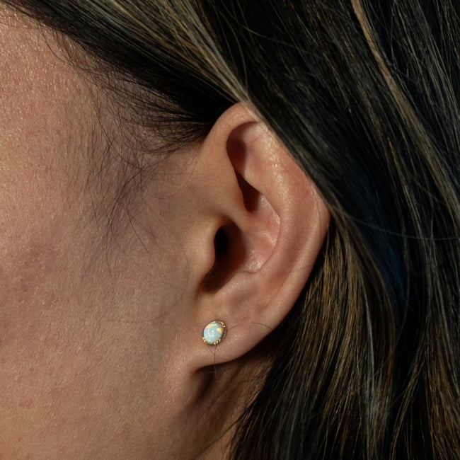 Opal Bezel Set Stud Earrings