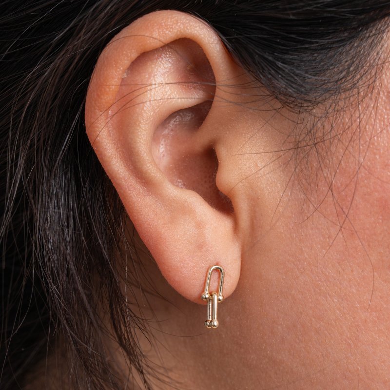 Double U Links Stud Earrings