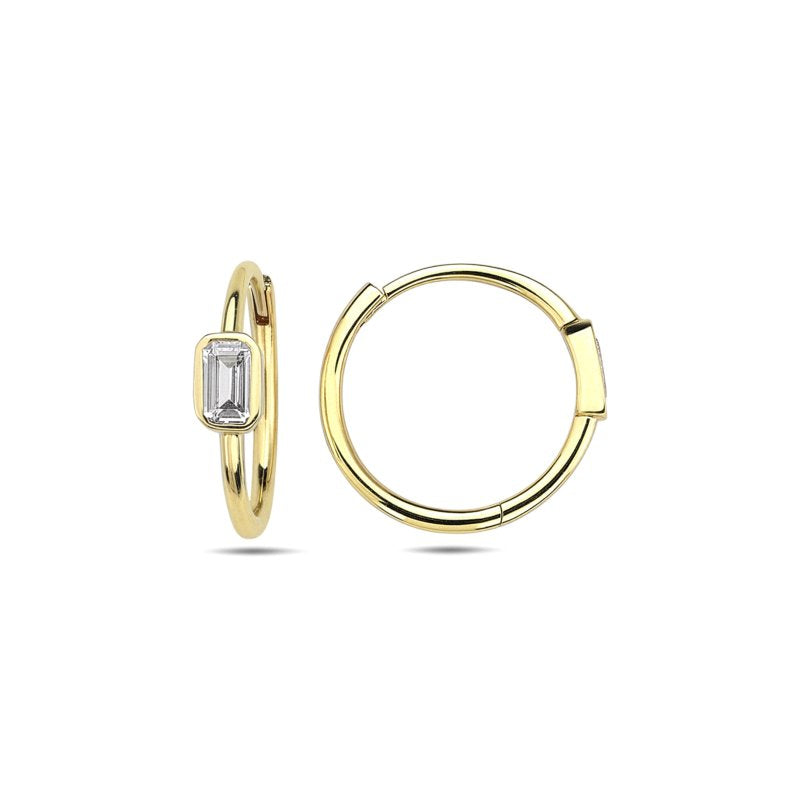 Emerald Bezel Huggies