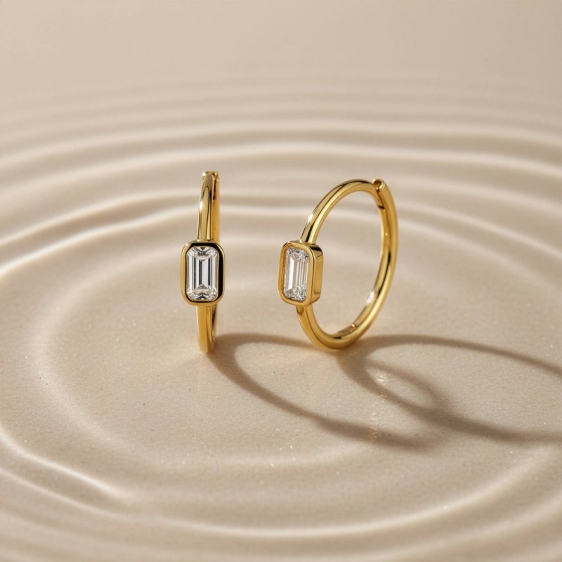 Emerald Bezel Huggies