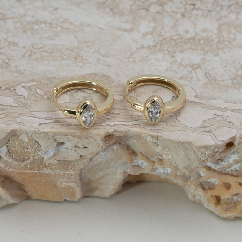 Marquise Bezel Huggies