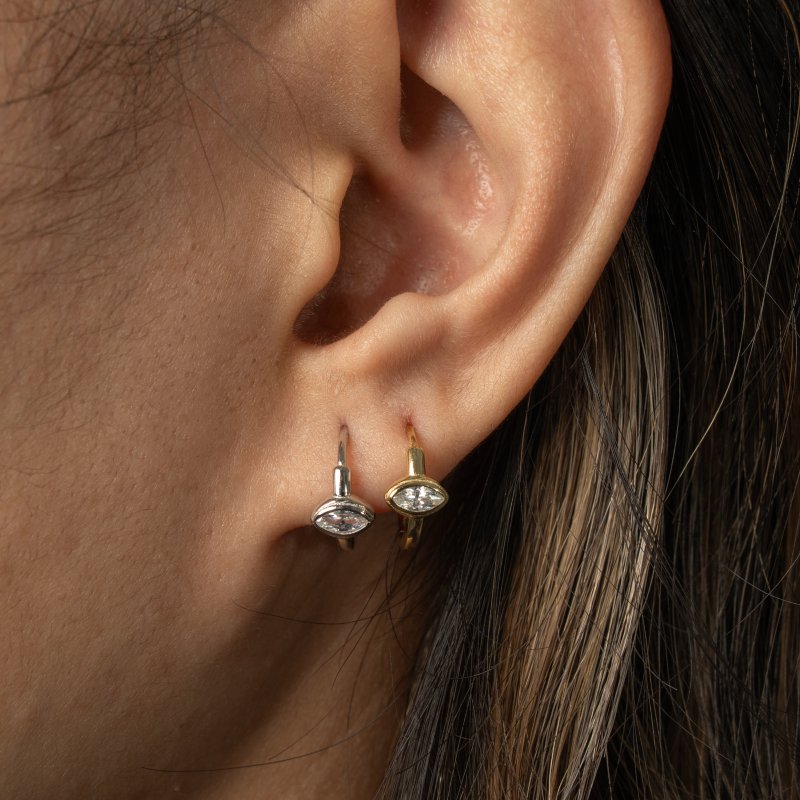 Marquise Bezel Huggies