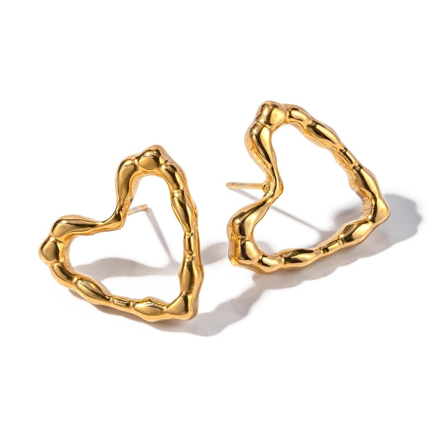 Hollow Gold Heart Earrings