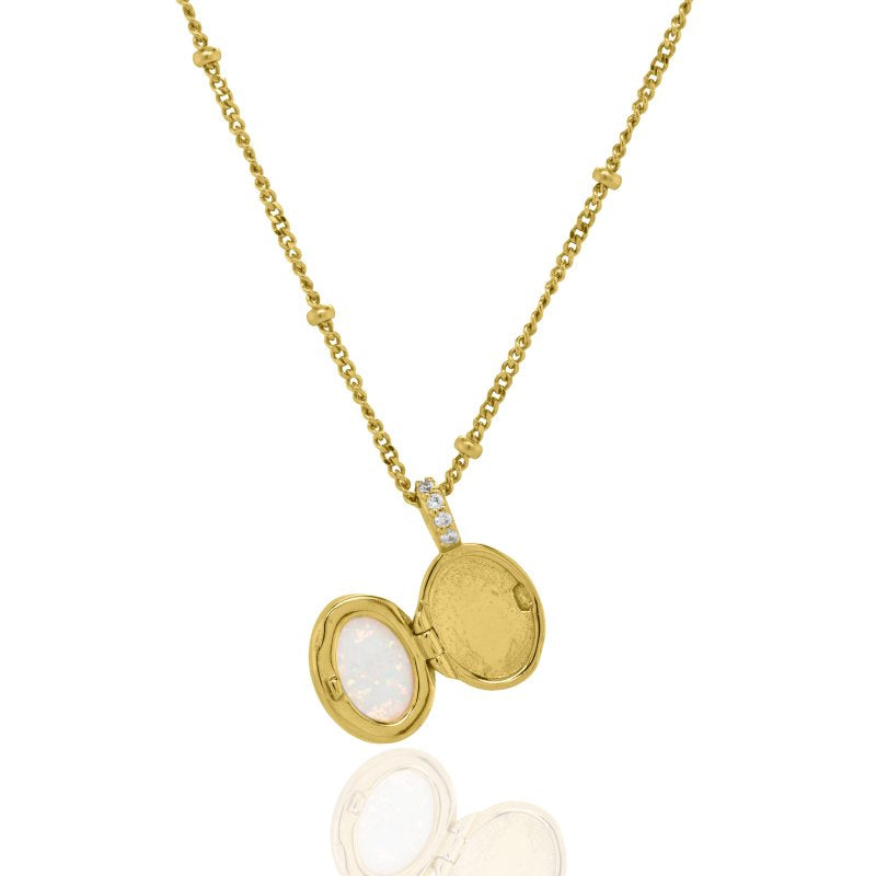 Opal Locket Necklace