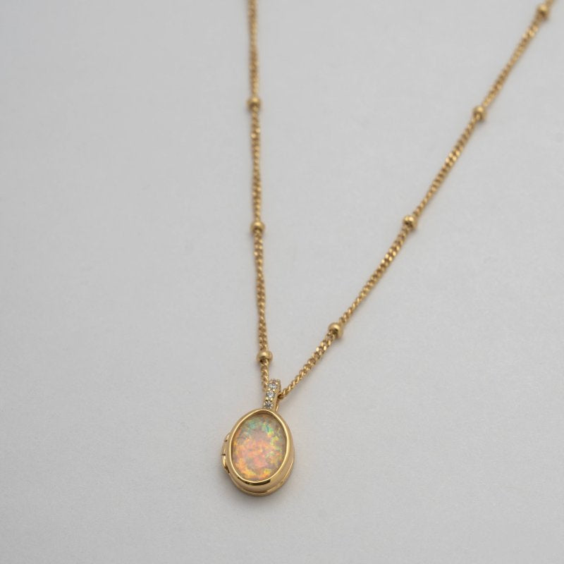 Opal Locket Necklace