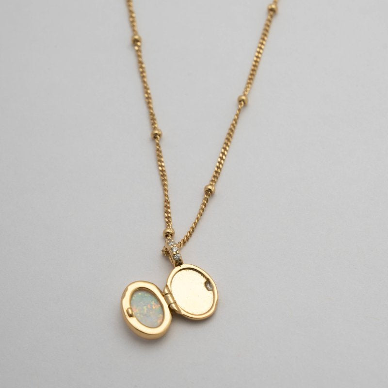 Opal Locket Necklace