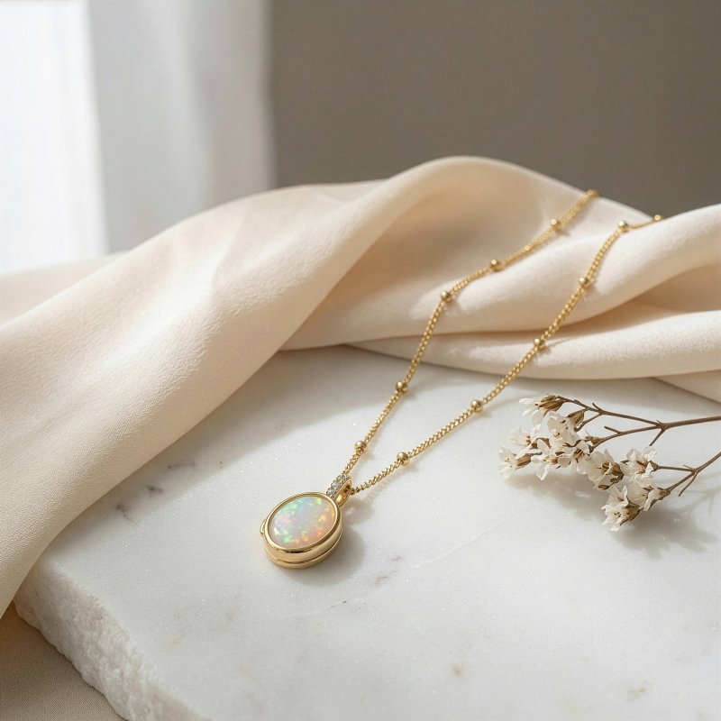 Opal Locket Necklace
