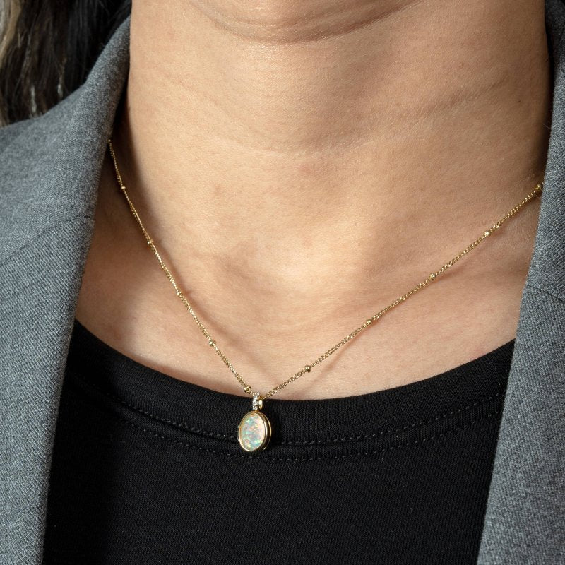 Opal Locket Necklace